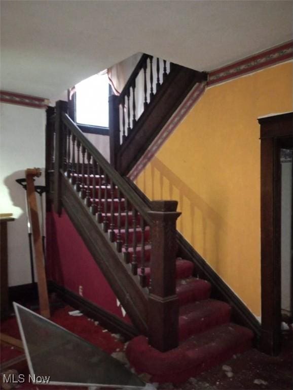 424 Elm St, Martins Ferry, OH 43935 - stairs with baseboards