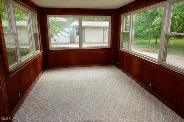 2323 Miramar Blvd, University Heights, OH 44118 - unfurnished sunroom with wood walls, carpet, and baseboards