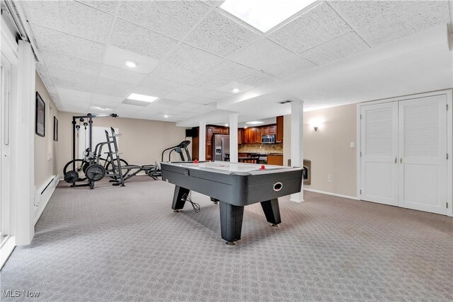 1271 Emerald Creek Dr, Broadview Heights, OH 44147 - game room featuring carpet flooring, baseboards, a paneled ceiling, billiards table, and recessed lighting