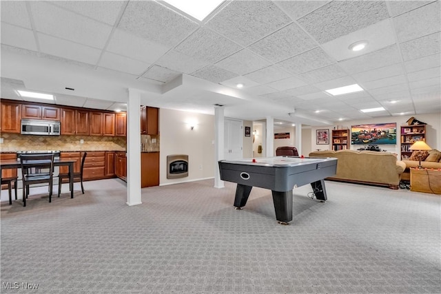 1271 Emerald Creek Dr, Broadview Heights, OH 44147 - recreation room with light carpet, baseboards, and a paneled ceiling