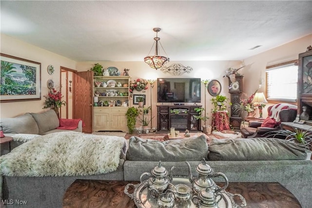 3490 Vanderhoof Rd, New Franklin, OH 44203 - living area with a fireplace