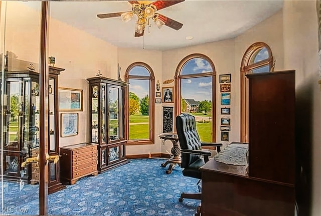 6419 S Rim Cir, Valley City, OH 44280 - carpeted home office with ceiling fan and baseboards