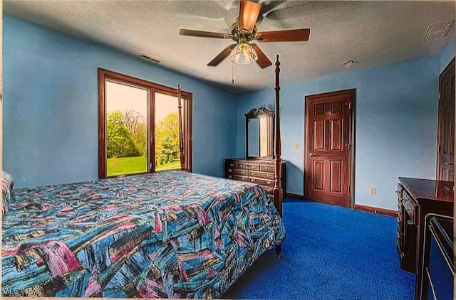6419 S Rim Cir, Valley City, OH 44280 - bedroom with carpet floors, a textured ceiling, baseboards, and ceiling fan