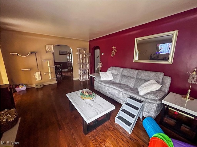 76 Parkgate Ave, Youngstown, OH 44515 - living area featuring arched walkways and wood finished floors