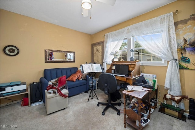 6610 Lear Nagle Rd Unit 26, North Ridgeville, OH 44039 - home office featuring carpet floors and a ceiling fan
