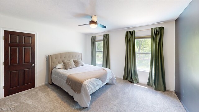 3130 Hollybrook Ln, Mogadore, OH 44260 - bedroom featuring light colored carpet, a ceiling fan, and baseboards