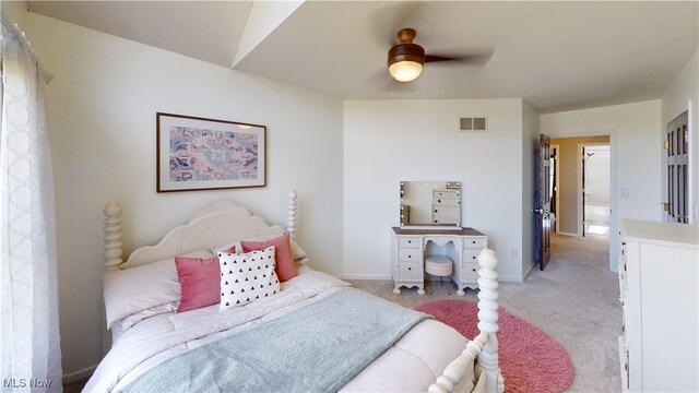 3130 Hollybrook Ln, Mogadore, OH 44260 - bedroom featuring light carpet, ceiling fan, and baseboards