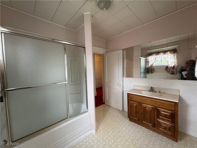 1733 E 47th St, Ashtabula, OH 44004 - bathroom with vanity, combined bath / shower with glass door, and tile patterned floors