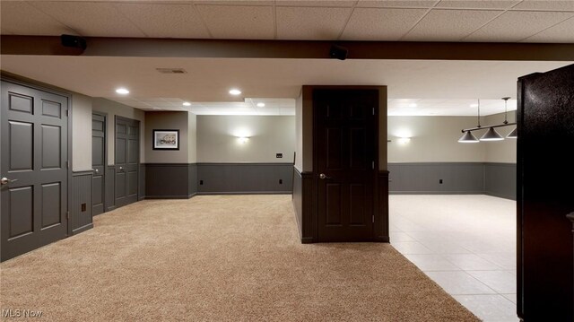 284 Kaylee Dr, Wadsworth, OH 44281 - carpeted empty room with wainscoting, recessed lighting, and tile patterned floors