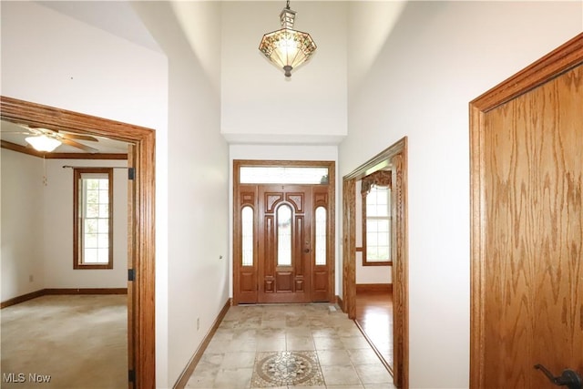 5280 Kapok Dr, Medina, OH 44256 - foyer entrance with baseboards and ceiling fan