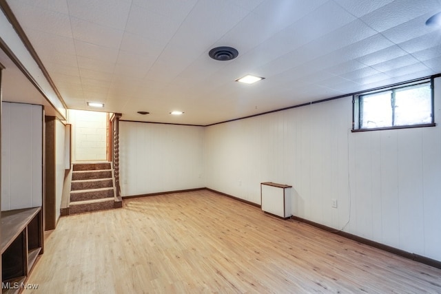 1924 Tiffany Dr NE, Warren, OH 44483 - basement with light wood finished floors and stairs