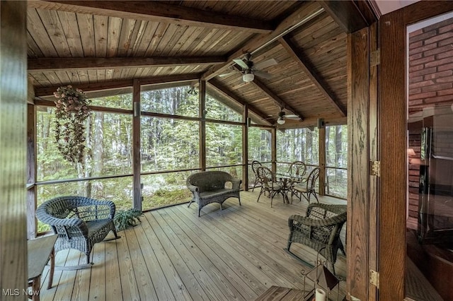 10576 Hemlock Ridge Dr, Chardon, OH 44024 - sunroom featuring ceiling fan and outdoor dining area