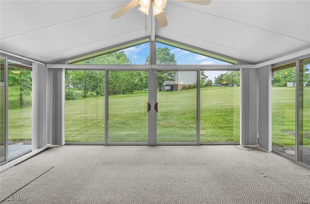 14031405 Frank Dr, Wooster, OH 44691 - unfurnished sunroom featuring ceiling fan and vaulted ceiling