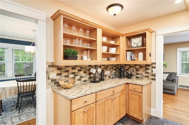 4531 Ardendale Rd, South Euclid, OH 44121 - bar with backsplash, baseboards, and dark wood-type flooring