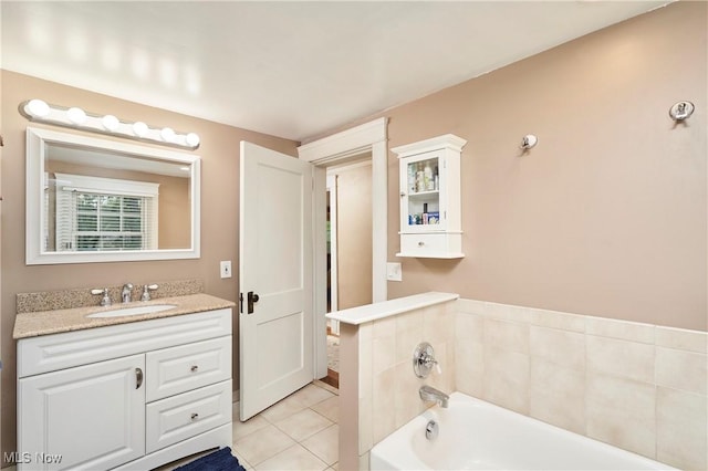 4531 Ardendale Rd, South Euclid, OH 44121 - bathroom with vanity, a bath, and tile patterned floors