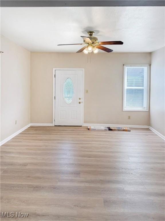 5417 Brow Ave, Newburgh Heights, OH 44105 - foyer featuring light wood-type flooring, baseboards, and ceiling fan