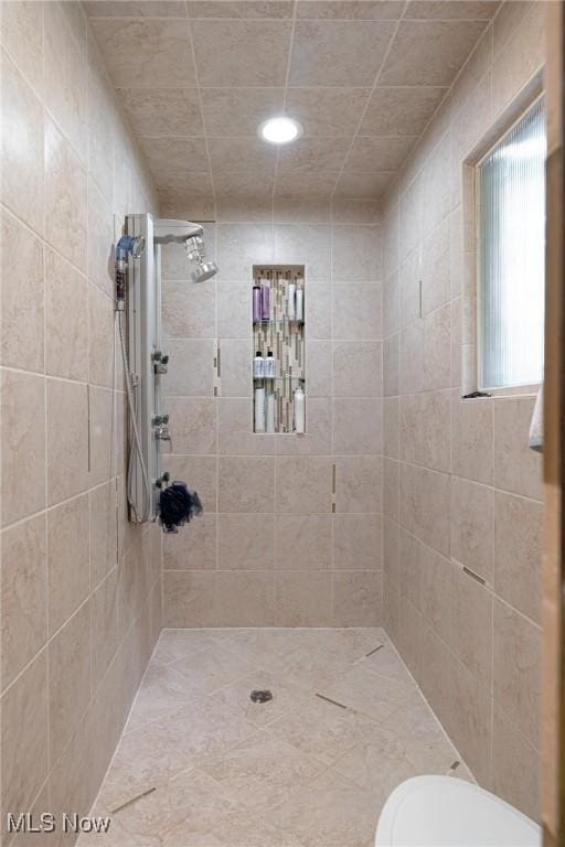 20686 Wildwood Ln, Strongsville, OH 44149 - bathroom with a tile shower, toilet, and recessed lighting
