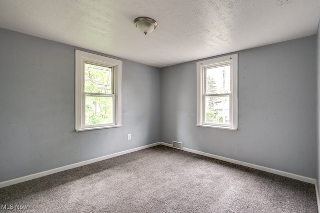 1866 17th St SW, Akron, OH 44314 - empty room featuring a textured ceiling, carpet floors, baseboards, and plenty of natural light