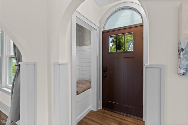 3652 Brightway St, Weirton, WV 26062 - foyer with dark wood-style floors and arched walkways