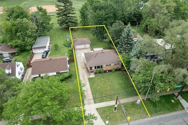6351 W 130th St, Parma Heights, OH 44130 - aerial view of property and surrounding area featuring property parcel outlined