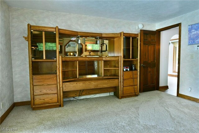2942 Barclay Messerly Rd, Southington, OH 44470 - unfurnished bedroom featuring carpet flooring, baseboards, and arched walkways