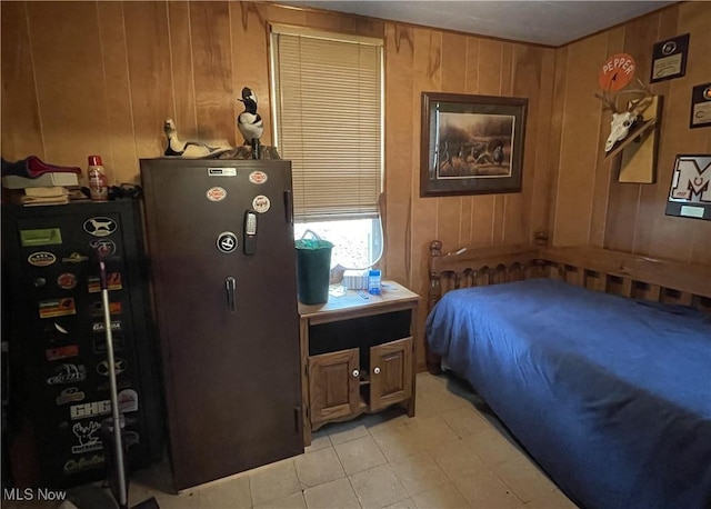 13929 Old Glory Rd, Lore City, OH 43755 - bedroom with wooden walls and light tile patterned floors