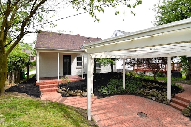 3890 Grosvenor Rd, South Euclid, OH 44118 - porch with a pergola and central AC unit