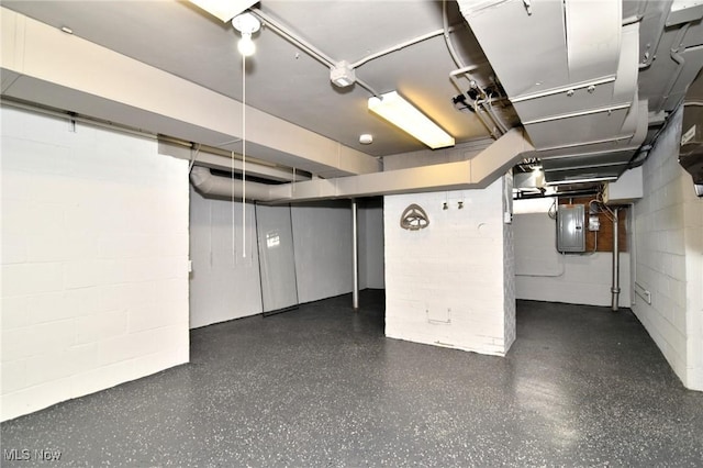 3890 Grosvenor Rd, South Euclid, OH 44118 - unfinished basement with electric panel and concrete block wall
