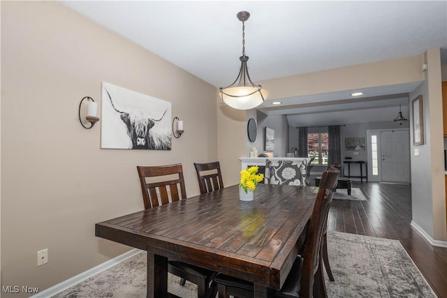 3347 Reserve Dr Unit 36, Cuyahoga Falls, OH 44223 - dining space featuring baseboards, dark wood-style floors, and recessed lighting