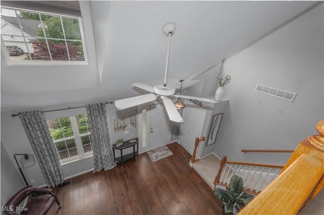 3347 Reserve Dr Unit 36, Cuyahoga Falls, OH 44223 - living area featuring wood finished floors, a ceiling fan, and baseboards