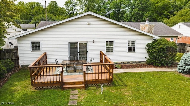 1907 42nd St, Parkersburg, WV 26104 - rear view of property featuring a deck, outdoor dining space, and a chimney