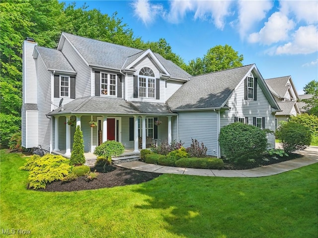 7234 Bridlewood Dr, Concord, OH 44077 - view of front facade with a porch, a front yard, and a shingled roof