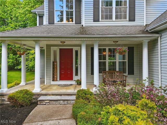 7234 Bridlewood Dr, Concord, OH 44077 - property entrance featuring covered porch and a shingled roof