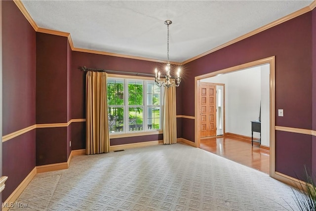 7234 Bridlewood Dr, Concord, OH 44077 - empty room featuring a chandelier, crown molding, and baseboards