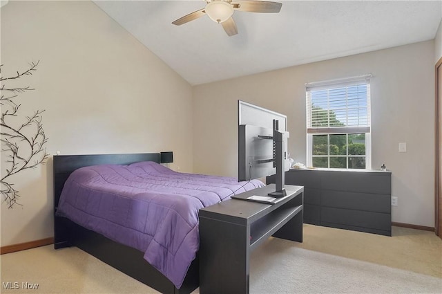 2426 Wrens Dr S, Stow, OH 44224 - carpeted bedroom with lofted ceiling, baseboards, and ceiling fan