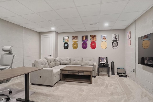 2426 Wrens Dr S, Stow, OH 44224 - living area featuring a paneled ceiling and carpet flooring