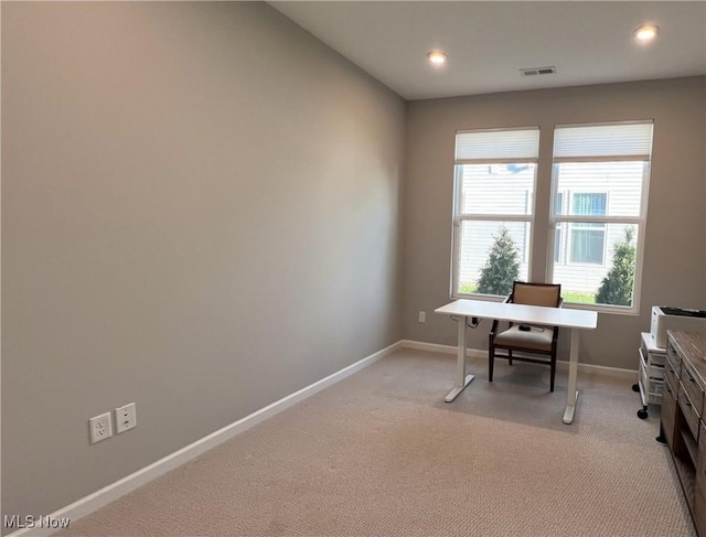 8099 Brookview Ln, Mentor, OH 44060 - office area featuring light colored carpet and recessed lighting