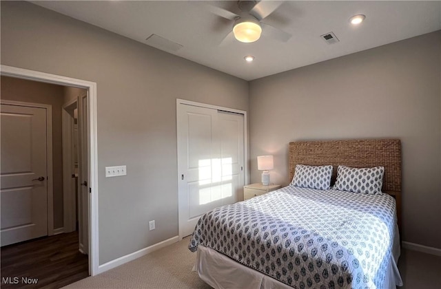 8099 Brookview Ln, Mentor, OH 44060 - bedroom with a closet, ceiling fan, and recessed lighting