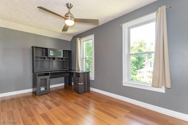 8526 Hoyt Ct, Mentor, OH 44060 - unfurnished office with light wood-style floors, baseboards, and ceiling fan