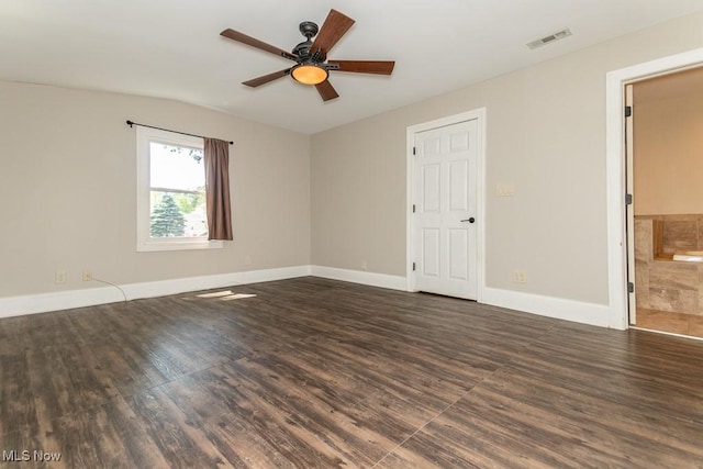 8526 Hoyt Ct, Mentor, OH 44060 - unfurnished room featuring wood finished floors, a ceiling fan, lofted ceiling, and baseboards