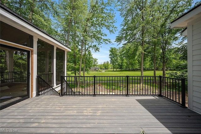 810 Club Dr W, Aurora, OH 44202 - wooden deck featuring a sunroom