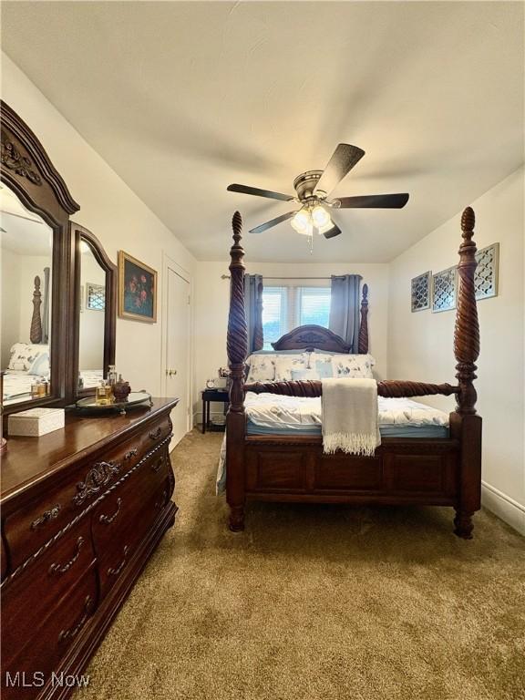 9 Poplar St, Bridgeport, OH 43912 - bedroom with carpet floors and a ceiling fan
