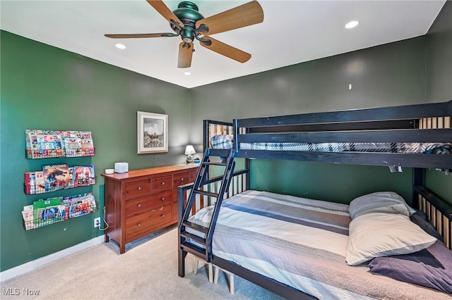 10626 Oakview Dr, Beloit, OH 44609 - bedroom with carpet floors, baseboards, ceiling fan, and recessed lighting