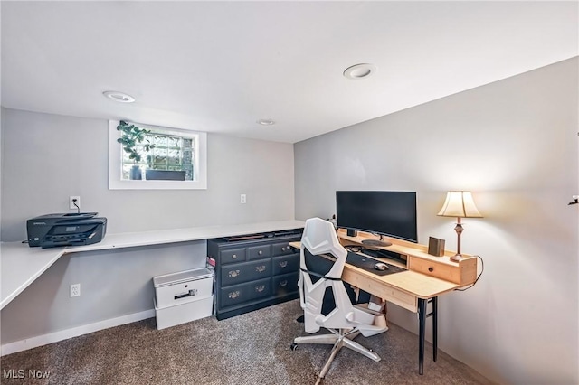 10626 Oakview Dr, Beloit, OH 44609 - home office with dark carpet and recessed lighting
