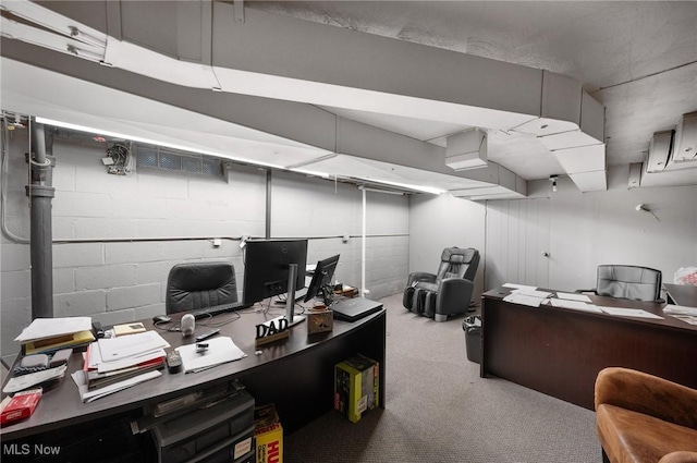 1572 S Belvoir Blvd, South Euclid, OH 44121 - carpeted home office featuring concrete block wall