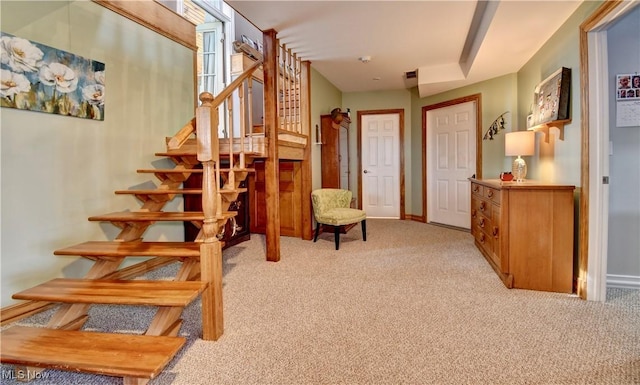 85530 Beagle Club Rd, Scio, OH 43988 - stairs featuring carpet floors and baseboards