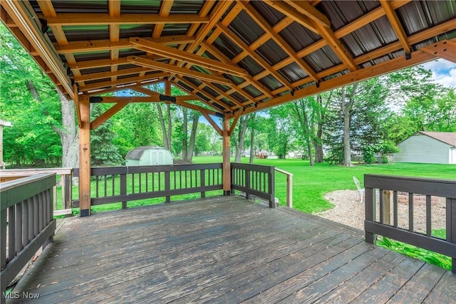 163 E Martin St, Amherst, OH 44001 - wooden deck featuring a lawn and view of scattered trees