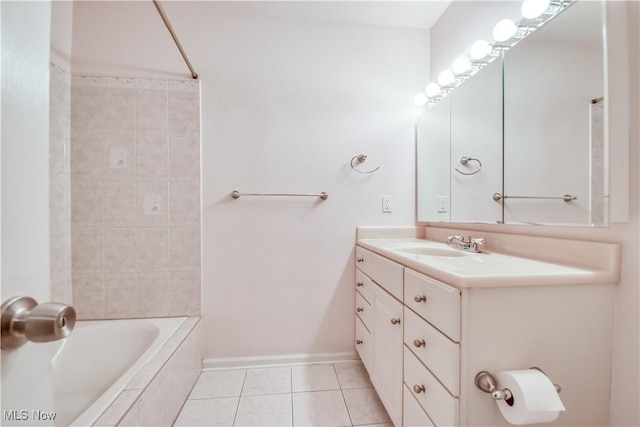 4473 Habersham Ln S, Richmond Heights, OH 44143 - full bathroom with tile patterned flooring, vanity, tiled shower / bath, and baseboards