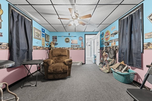 5869 Beechwood Ave, Alliance, OH 44601 - sitting room with a drop ceiling, carpet flooring, and ceiling fan