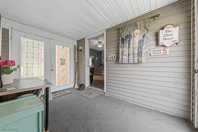 5869 Beechwood Ave, Alliance, OH 44601 - sunroom with french doors and a ceiling fan